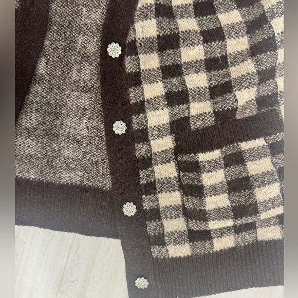 SOLD Chocolate Check Embellished Sweater Vest - Size: Medium - Picture 3 of 5